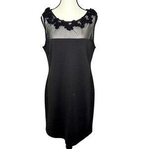 Vintage Y2K Black Cocktail MSK Brand Dress Ruffle Mesh Size 10 Made in USA